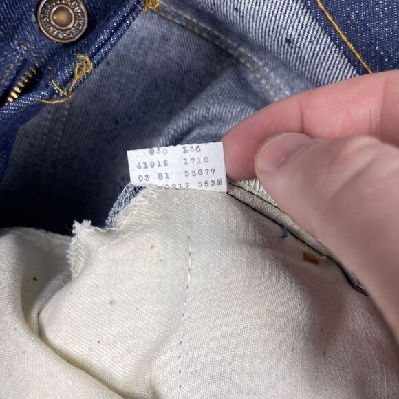 VTG Deadstock Levis Dura Plus Jeans Mens 28x36‎ Raw Denim Orange Tab Western 80s - Picture 9 of 15